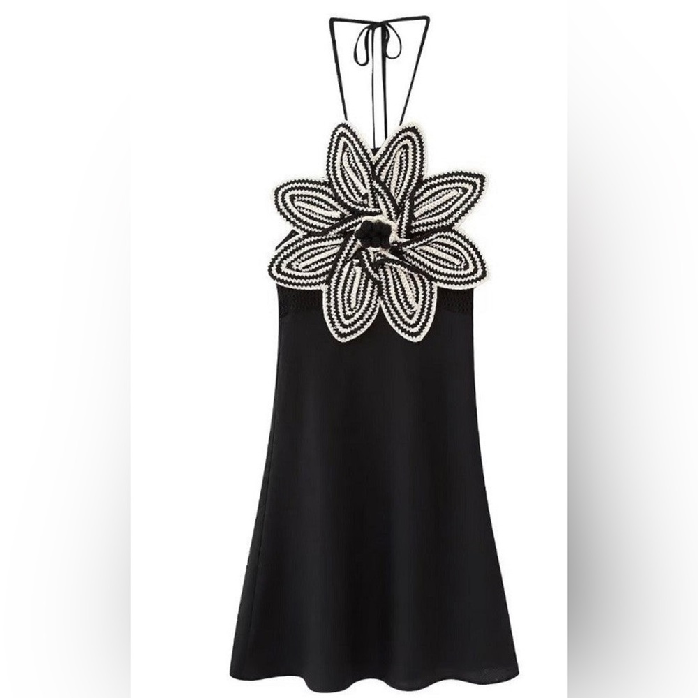 Crochet flower halter dress